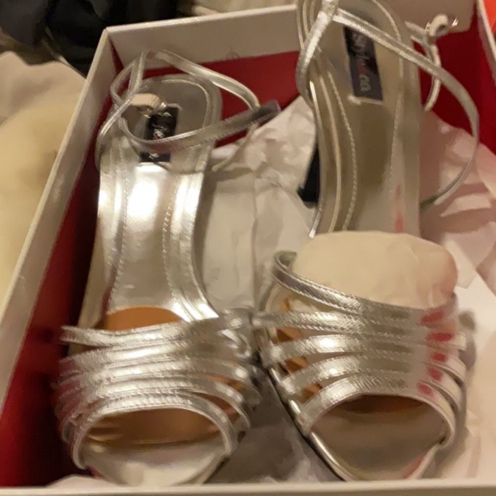 Elegant Silver Strappy Heels